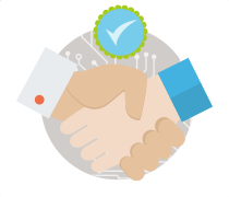 Illustration of shaking hands representing expertise