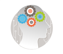 Illustration of cogs in a head representing education and none profit making