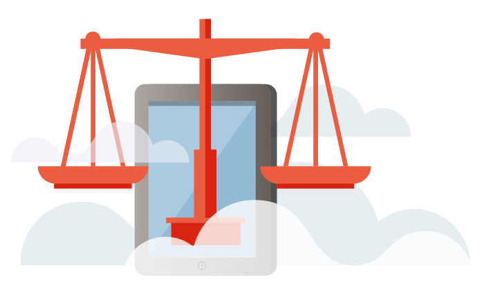 Illustration of weighing scales to represent legal information