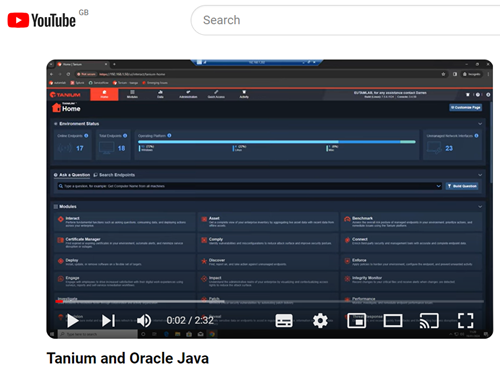Snip of screen for video
